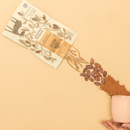 Ashwagandha Drinking Hot Chocolate with raw cacao, vegan, stress-relief blend