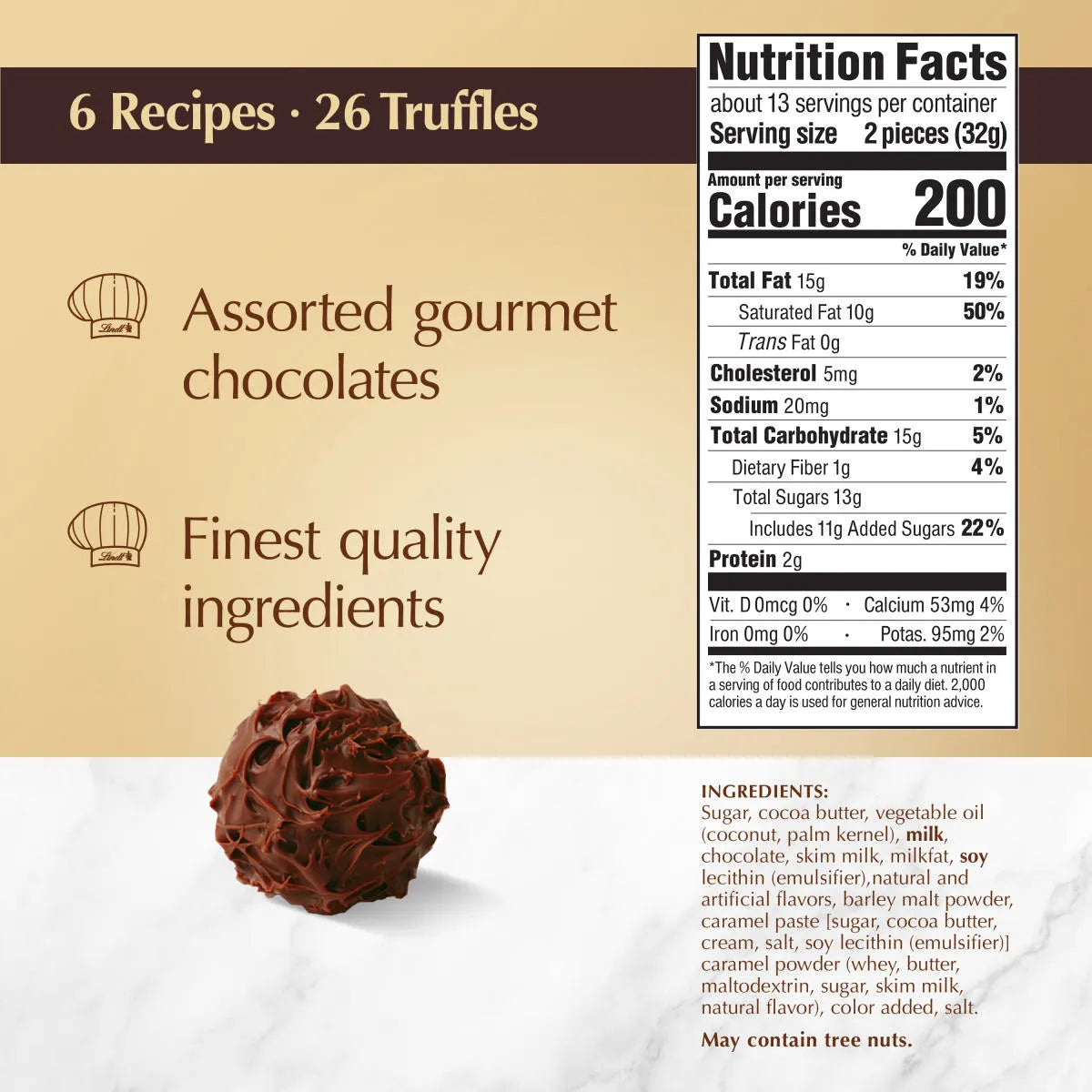 Swiss Lindt & Sprüngli Gourmet Chocolate Truffles Gift Box 26 PCS, 14.7 oz.