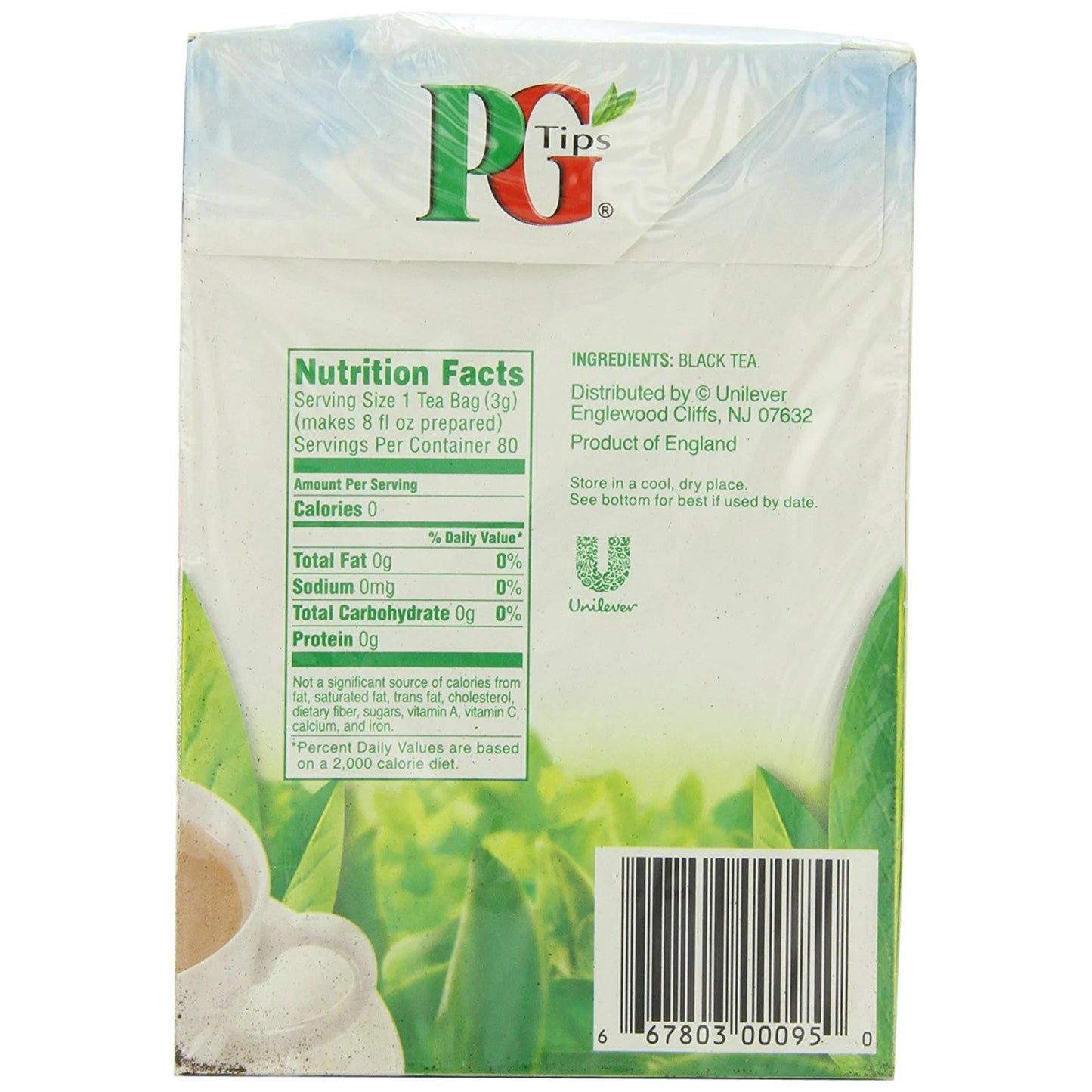 England's PG Tips Black Tea - Pyramid Tea Bags - 80 Bags