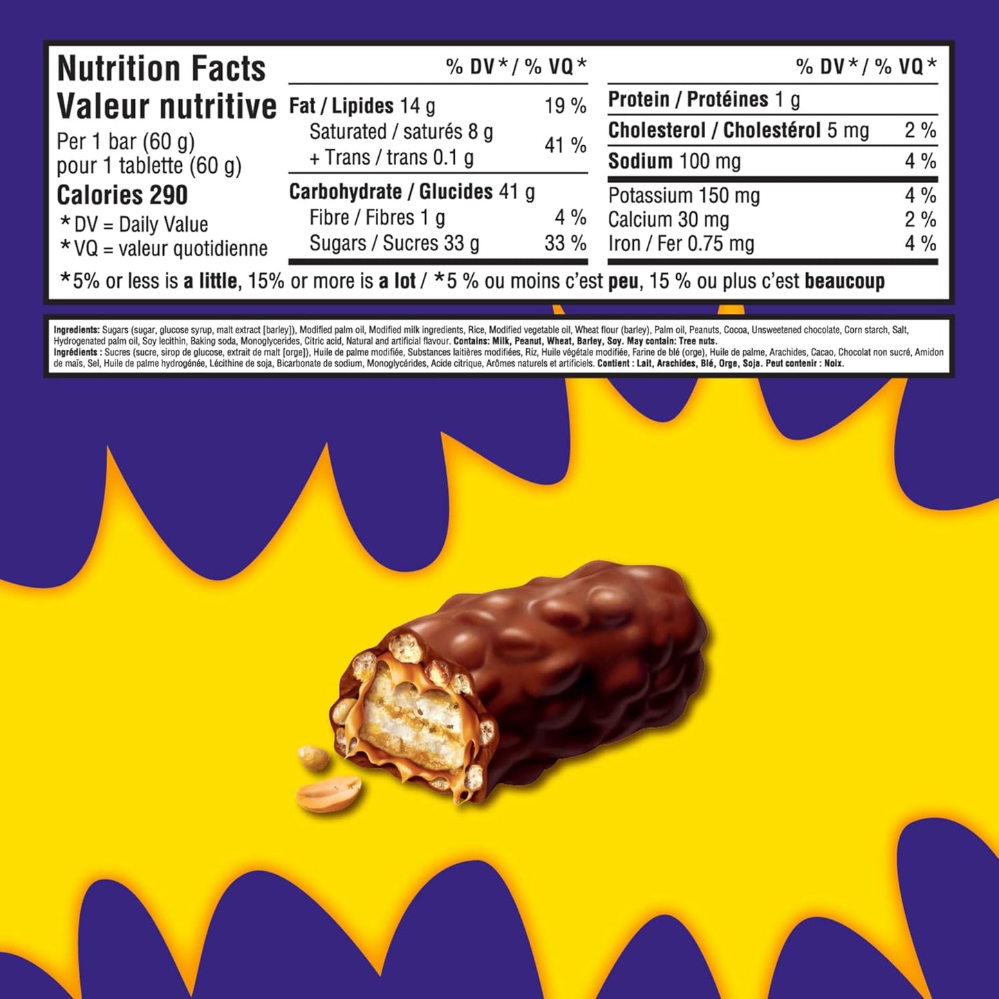 Canadian Cadbury Mr. Big Original Chocolate Bar, 60g (1ct or 24pk)