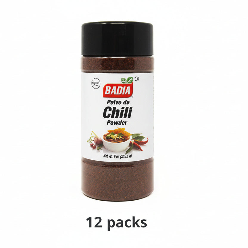 Badia Chili Powder - 12 Pack (9 oz Each) Premium Spice Blend Seasoning