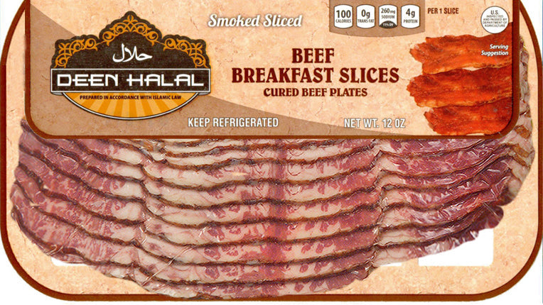 Deen Halal Beef Slices 12oz - Wood Smoked Beef Bacon Alternative