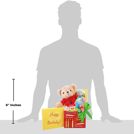Birthday Gift Basket with Plush Bear, Candy & Cookie