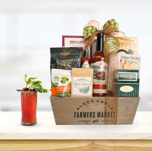 Italian Bloody Mary Gift Mix Basket - Farmers Market Sweet & Spicy Bar Mix
