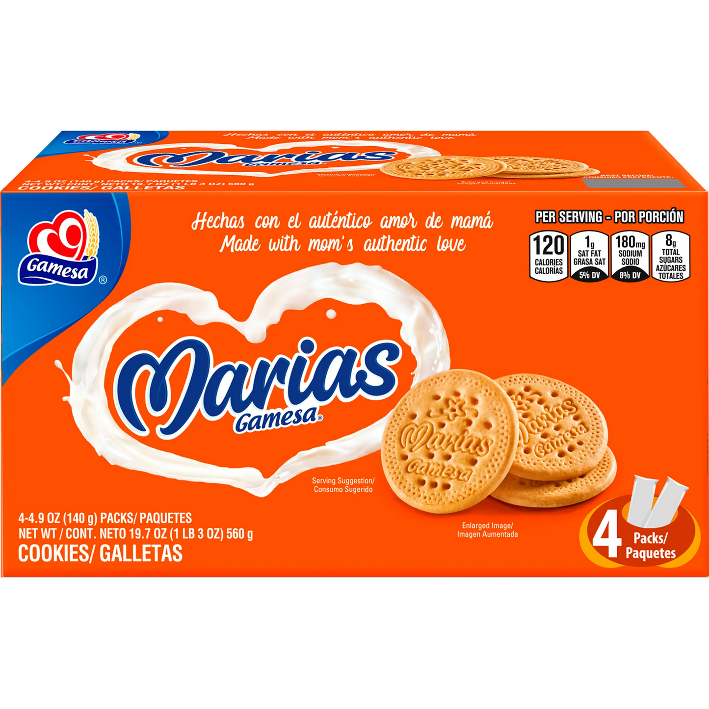 Mexican Gamesa Marias Cookies, 4.9 oz, 4-Count (Single Pack or 2-Pack)
