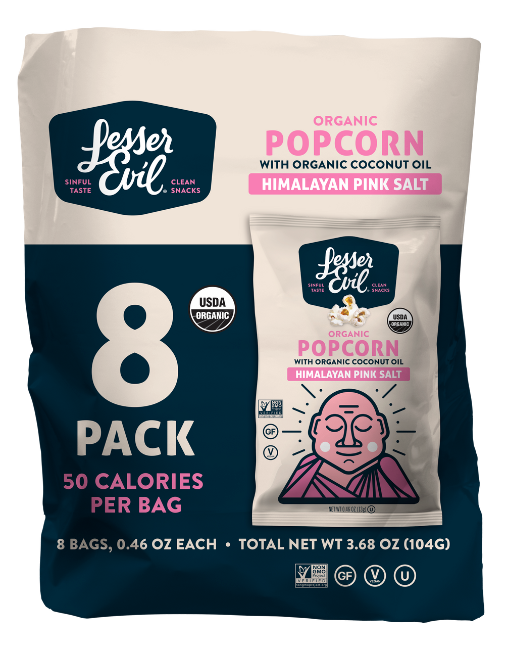 Lesser Evil Himalayan Pink Snack Pack - Healthy Snacks - 12 Packs