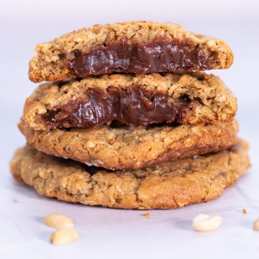 Gluten-Free Oatmeal Lava Cookies with Peanut Butter & Chocolate