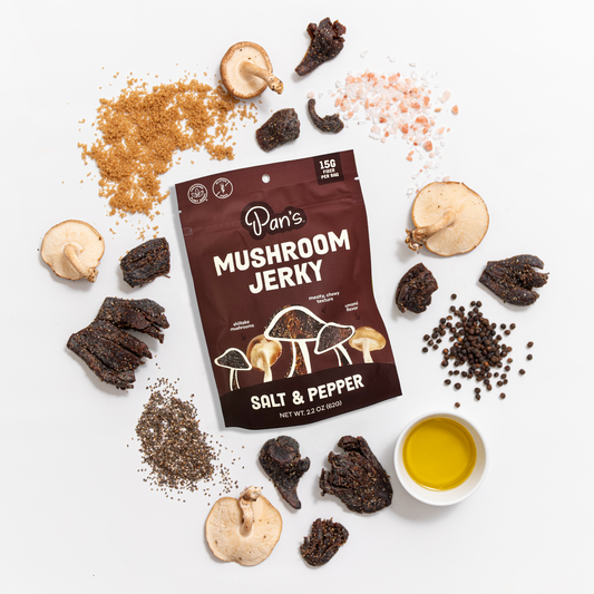 Pan’s Salt & Pepper Mushroom Jerky – Vegan, Gluten-Free, Soy-Free