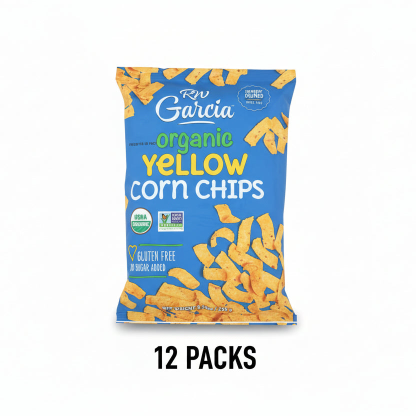 R.W. Garcia Organic Yellow Corn Chips - 12 Pack (8.25 oz Each) Gluten-Free Tortilla Chips