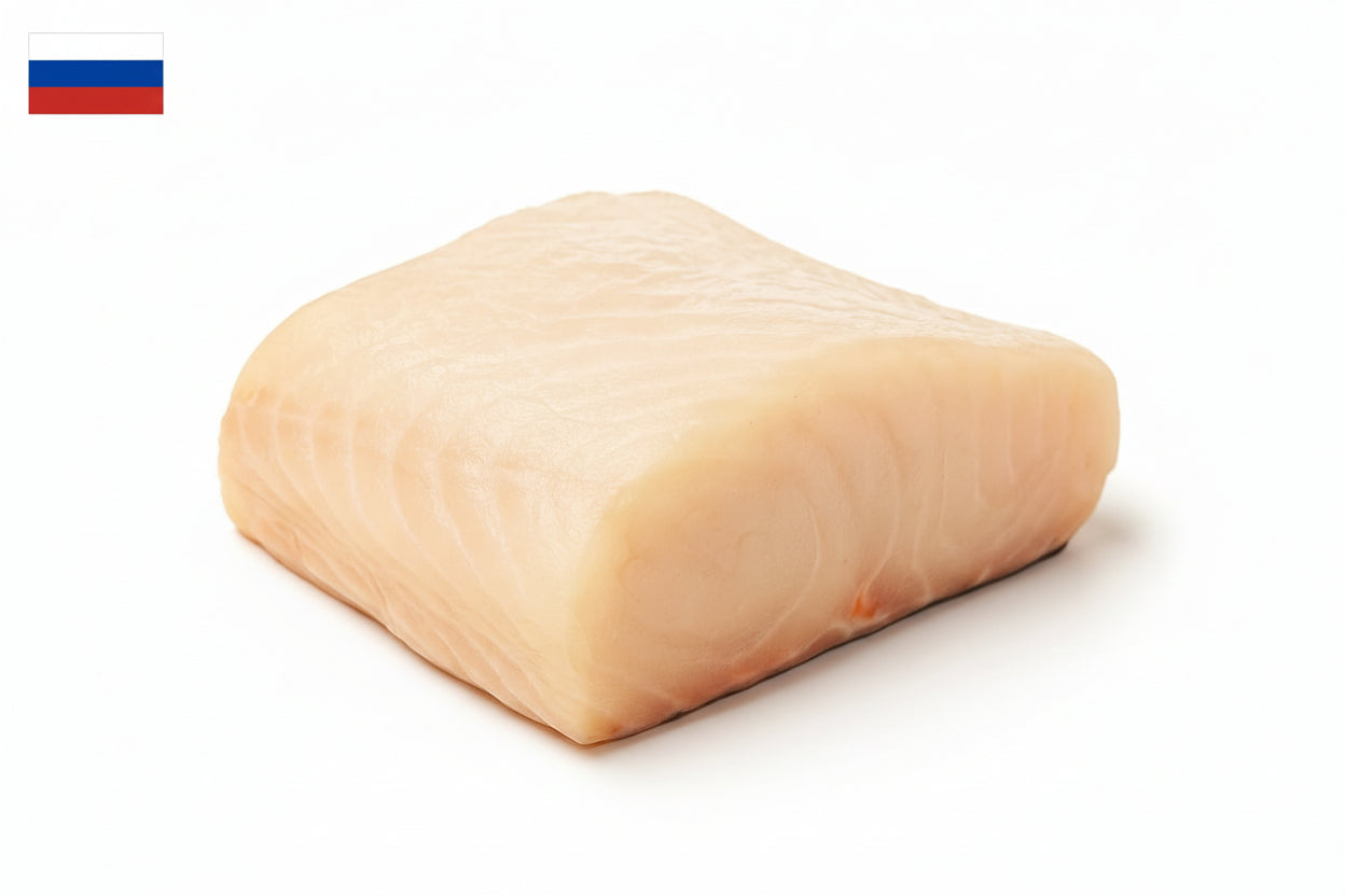 Raw Sturgeon Steak with firm texture, mild flavor, and rich seafood taste
