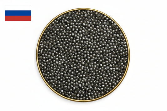 Russian Royal Beluga Caviar w/ large, creamy pearls and rich nutty flavor