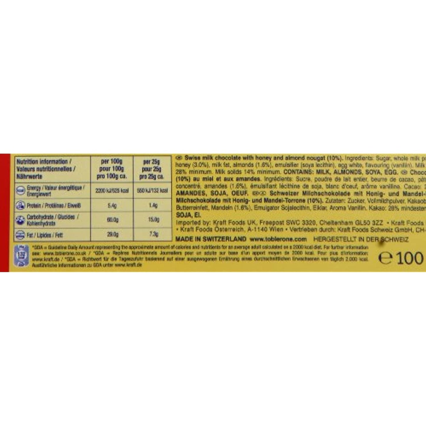 Swiss Toblerone Milk Chocolate w/ Honey & Almond Nougat 24x50g Box | Taste The Planets