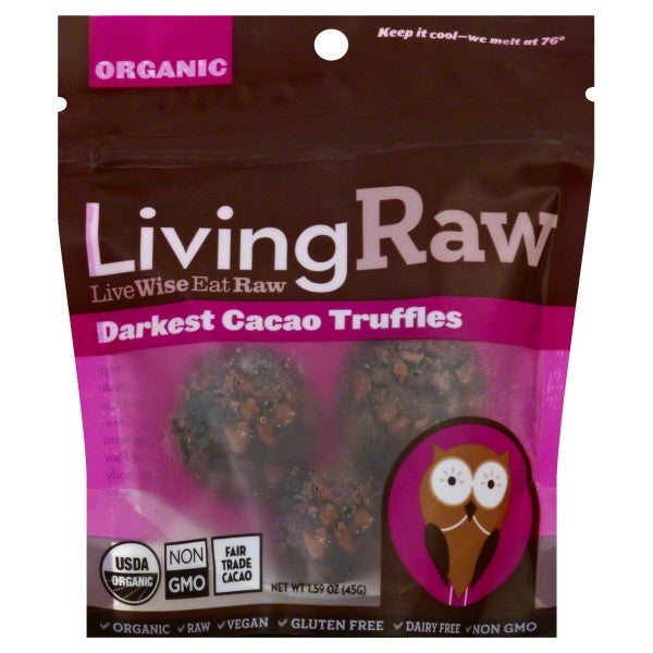 Living Raw Organic Darkest Cacao Truffles (12x1.59 Z )
