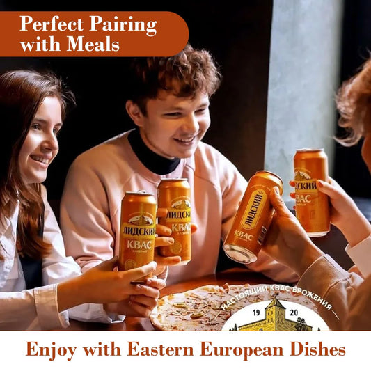 Authentic Russian Bread Kvass Drink – Rye Fermented Soda, 0.5L x 3 | Probiotic Boost - Taste The Planets