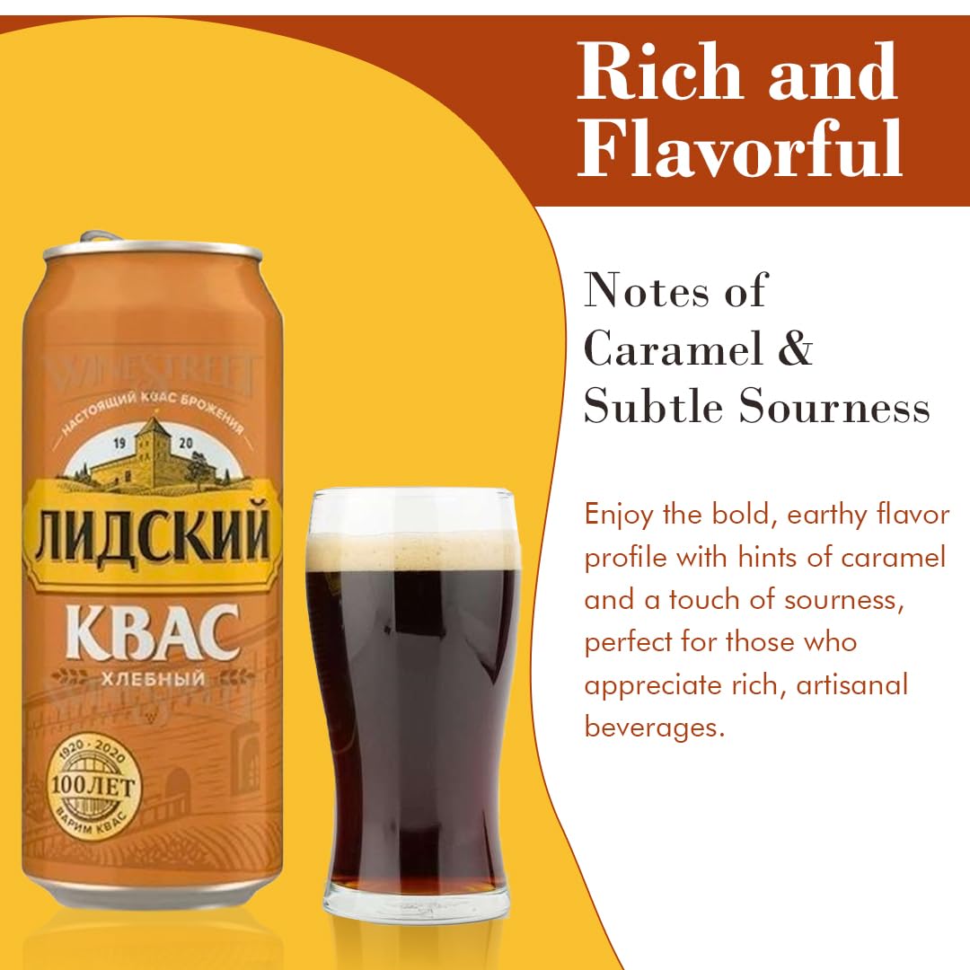 Authentic Russian Bread Kvass Drink β Rye Fermented Soda, 0.5L x 3 | Probiotic Boost - Taste The Planets