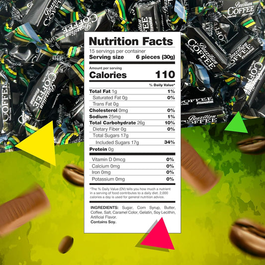 Brazilian Coffee Flavored Taffy Candy – 1 lb Bag (Approx. 90 Pieces) - Taste The Planets