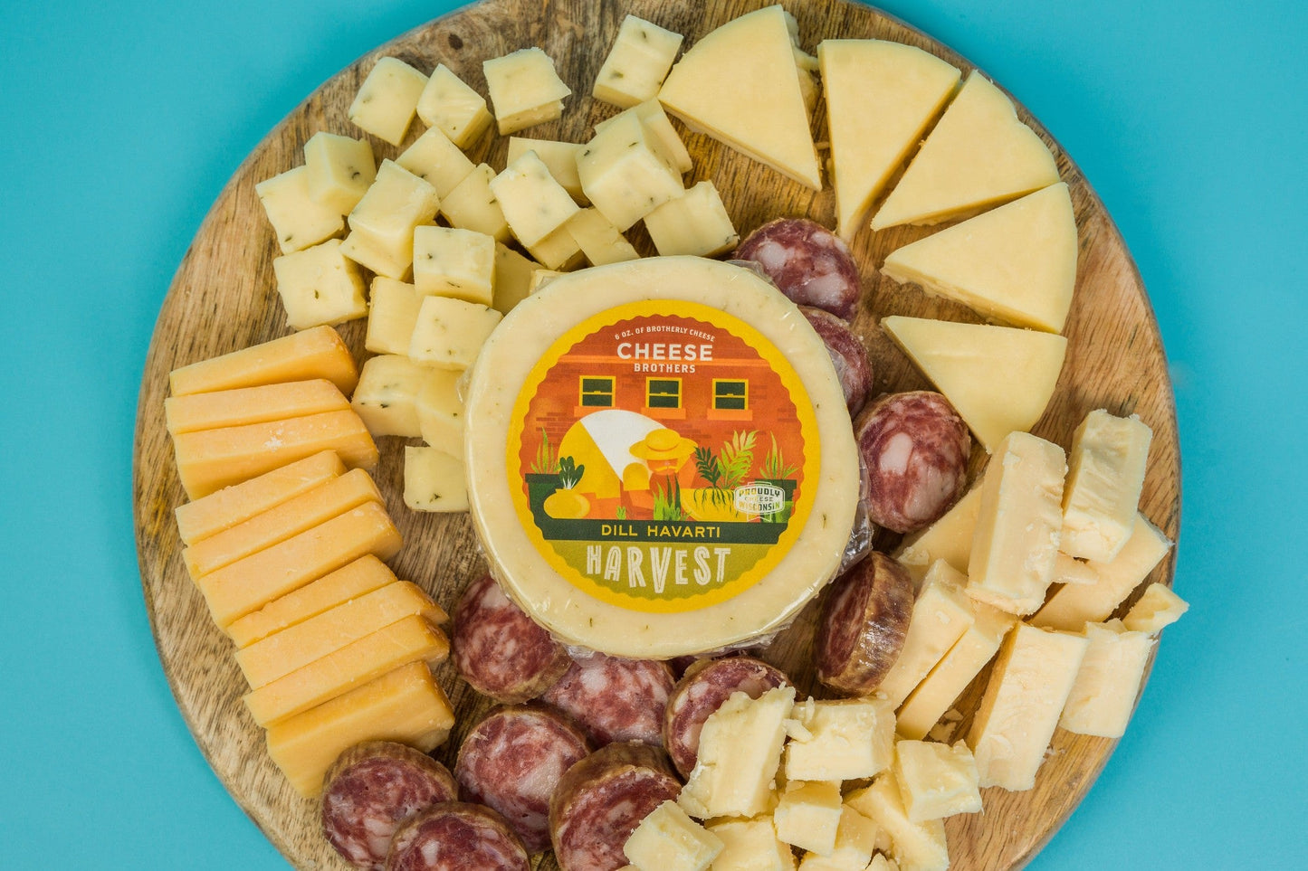 The Charcuterie Box - 5 Wisconsin Cheeses, Summer Sausage & Cherry Lavender Jam