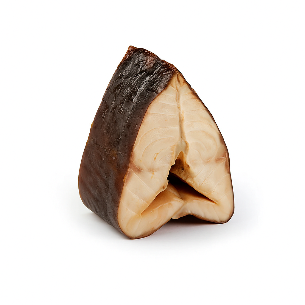 Russian Hot Smoked Sturgeon w/ rich buttery taste, smoky flavor, and tender texture
