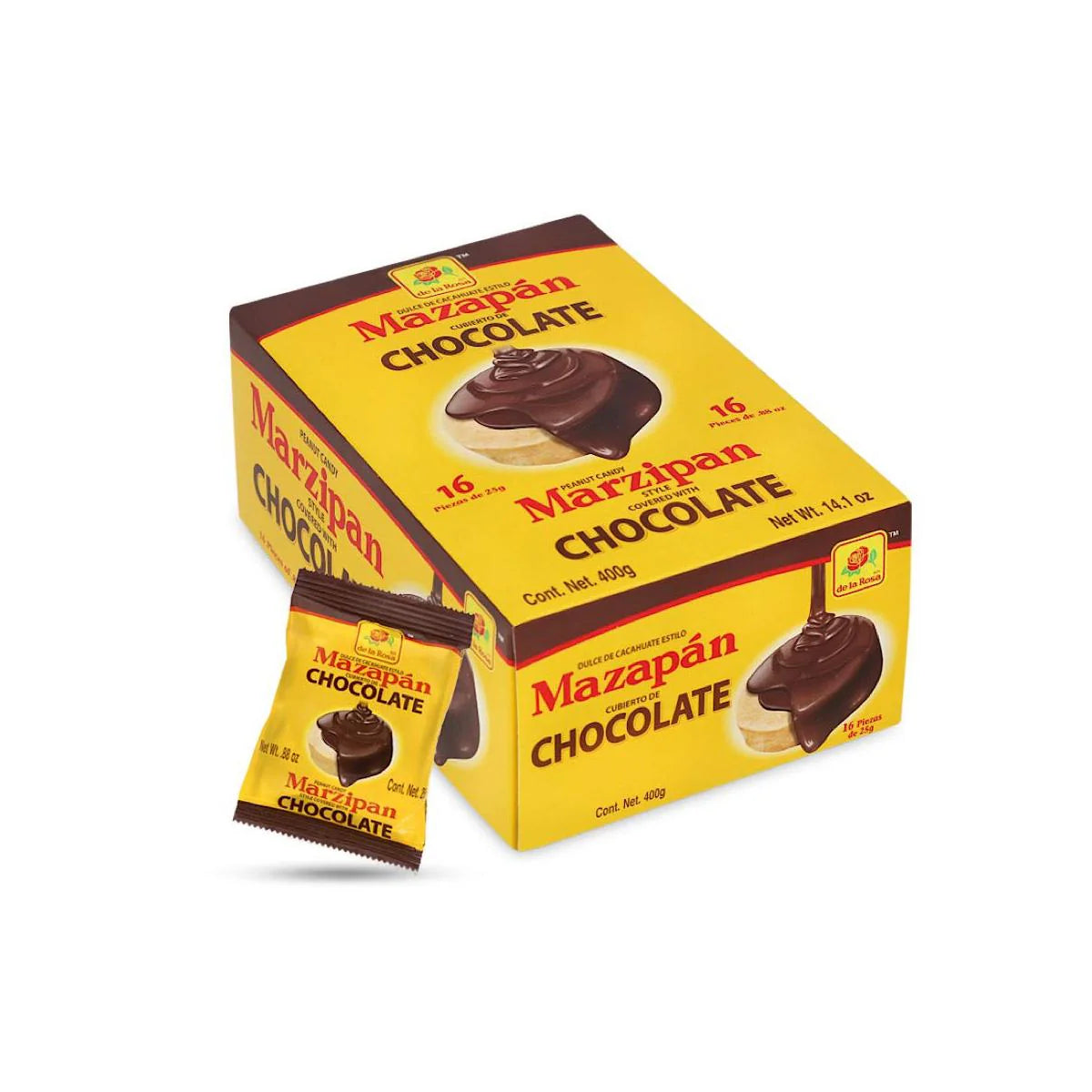 Mexican De La Rosa Chocolate Covered Mazapan - 16 Counts