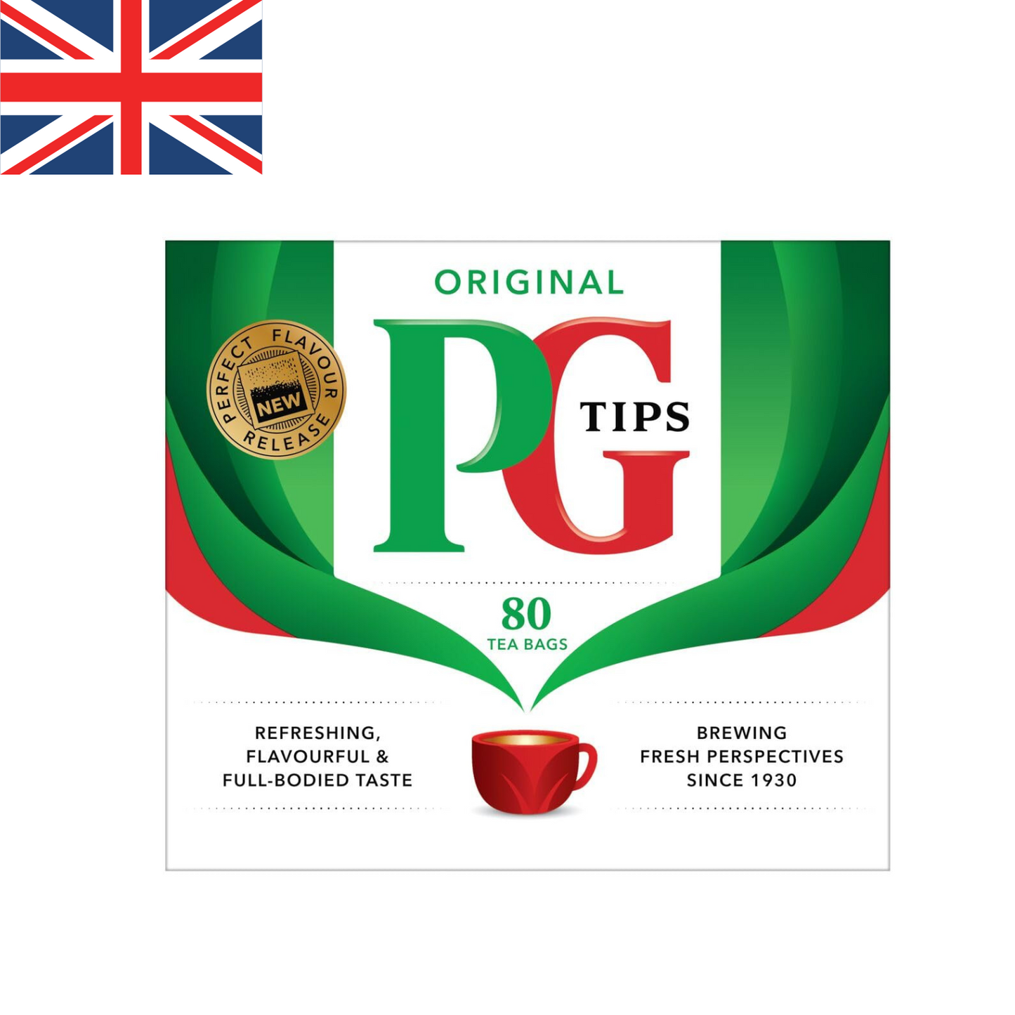 England's PG Tips Black Tea - Non-Pyramid Tea Bags - 80 Bags