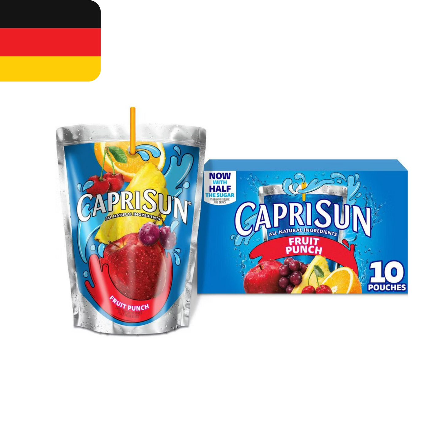 German Capri Sun Fruit Punch – German Import (10 Pack, 6 fl oz Pouches)