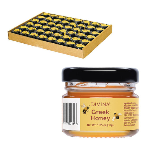 Greek Honey – Organic Mini Glass Jars (1 to 48 Pack) | 1.05 oz Each | Taste The Planets