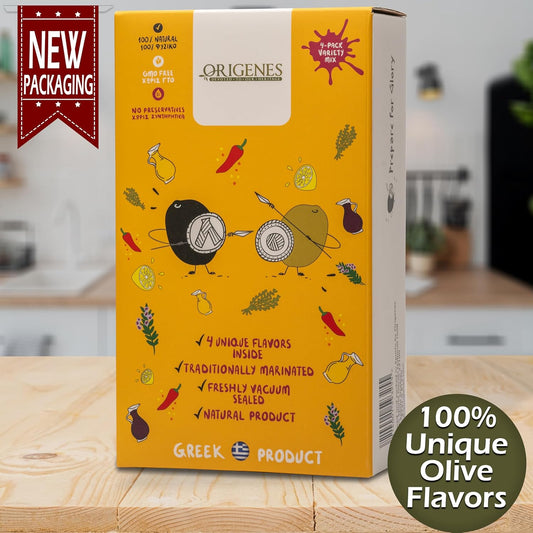 Greek Olive Variety Pack – 4 Flavors, Vacuum Sealed, 4 x 200g