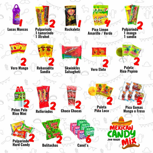 Mexican Candy Mix 42ct - Spicy Sweet Sour Dulces Luca Pulparindo Rellerindo