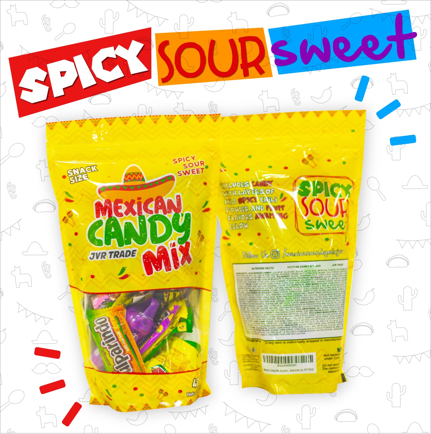 Mexican Candy Mix 42ct - Spicy Sweet Sour Dulces Luca Pulparindo Rellerindo