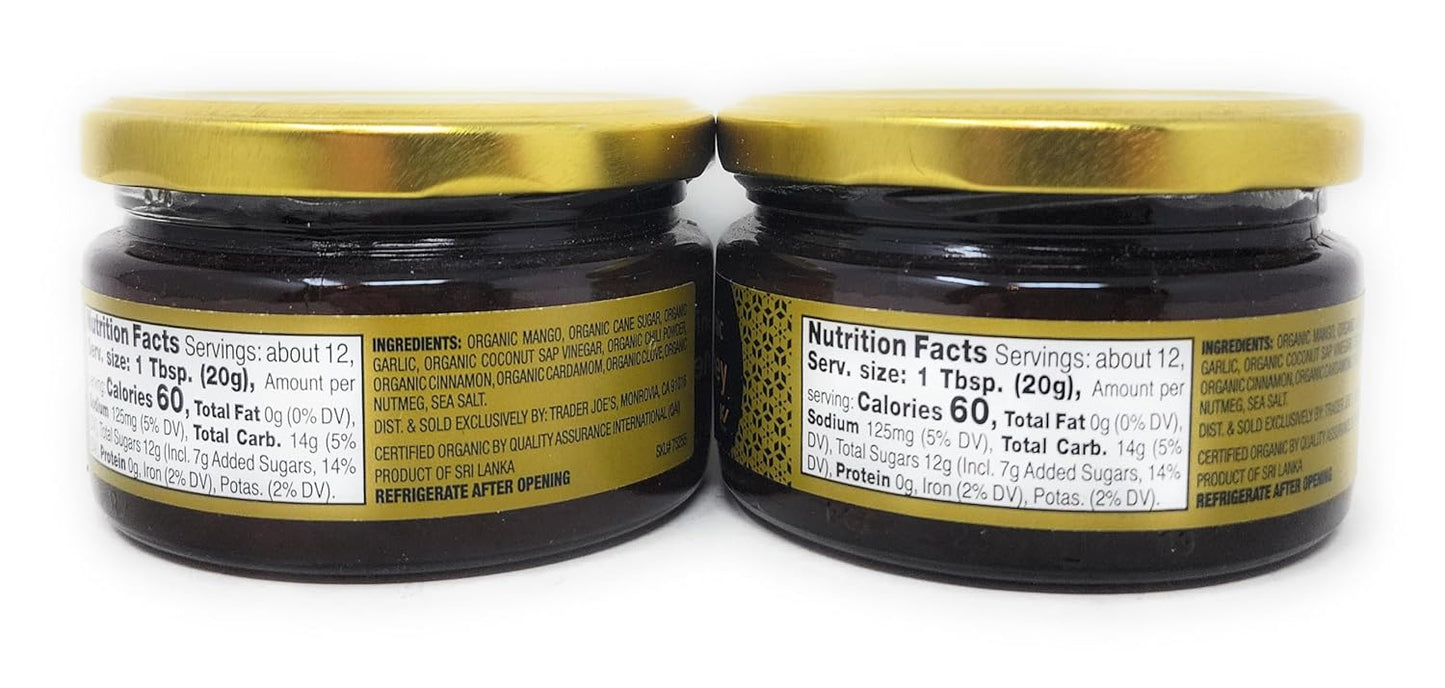 Organic Sri Lankan Mango Chutney 8.5oz - Pack of 2 | Authentic, Sweet & Spicy Spread | Taste The Planets