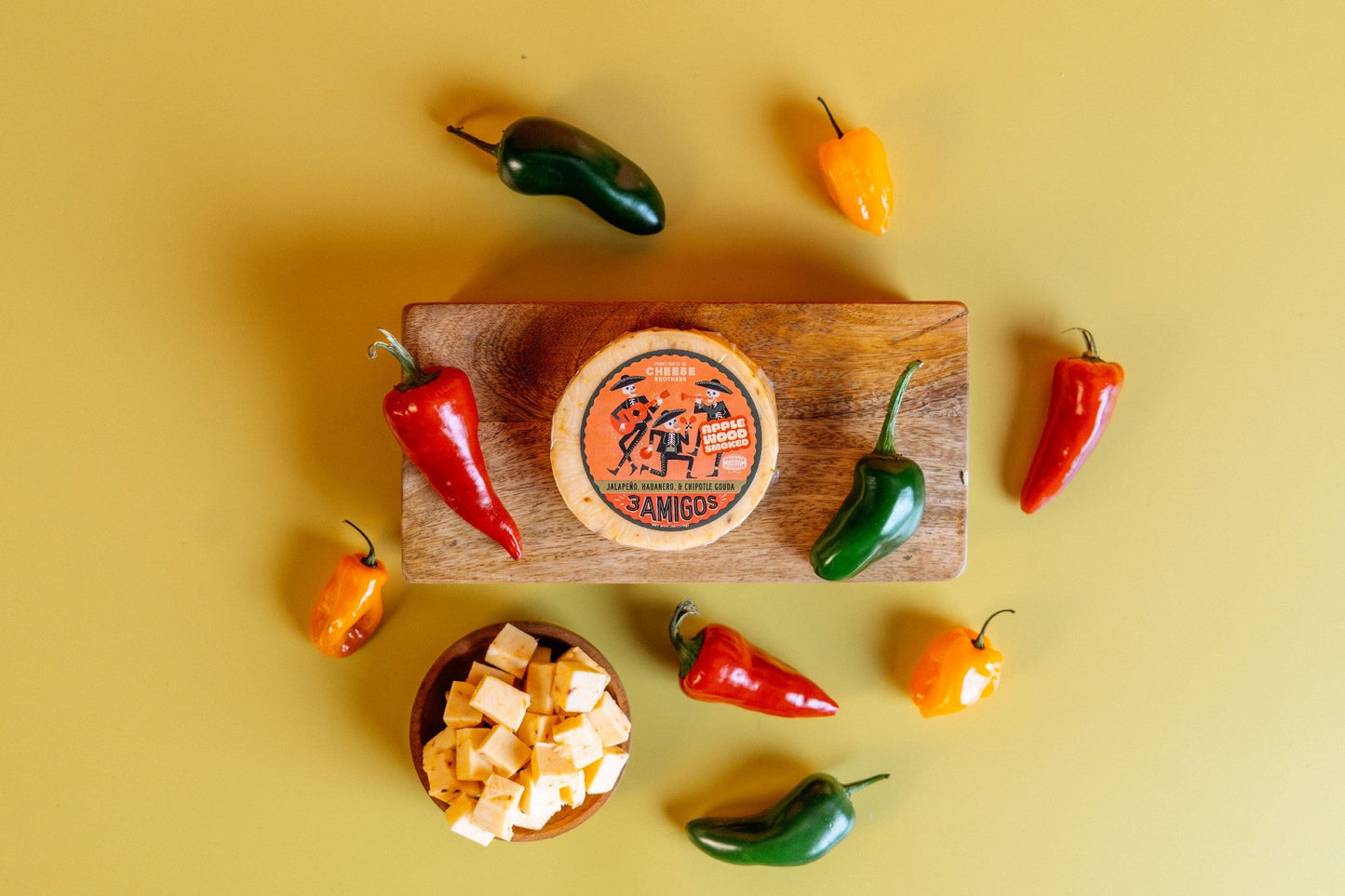 Smoked 3 Amigos Spicy Gouda - Jalapeño, Habanero & Chipotle Cold-Smoked Cheese
