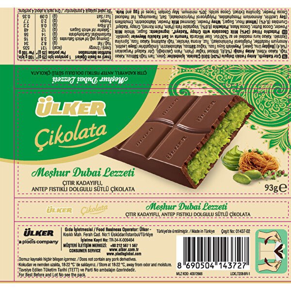 Turkish Dubai Chocolate Bar Pistachio