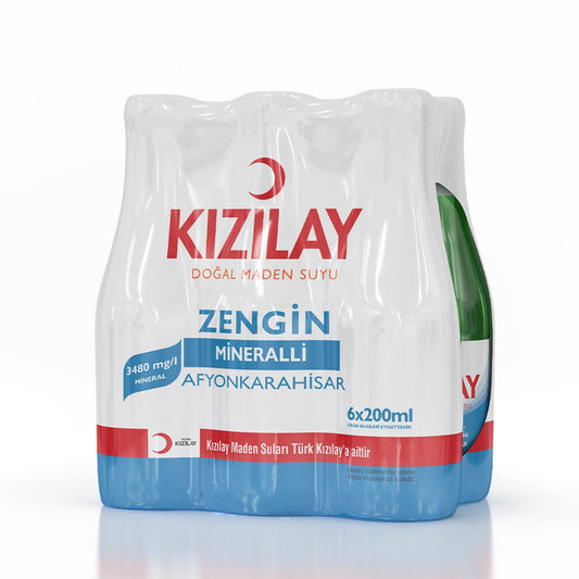 Kizilay Natural Mineral Water 6x200ml - Multi-Pack Turkish Spring Water