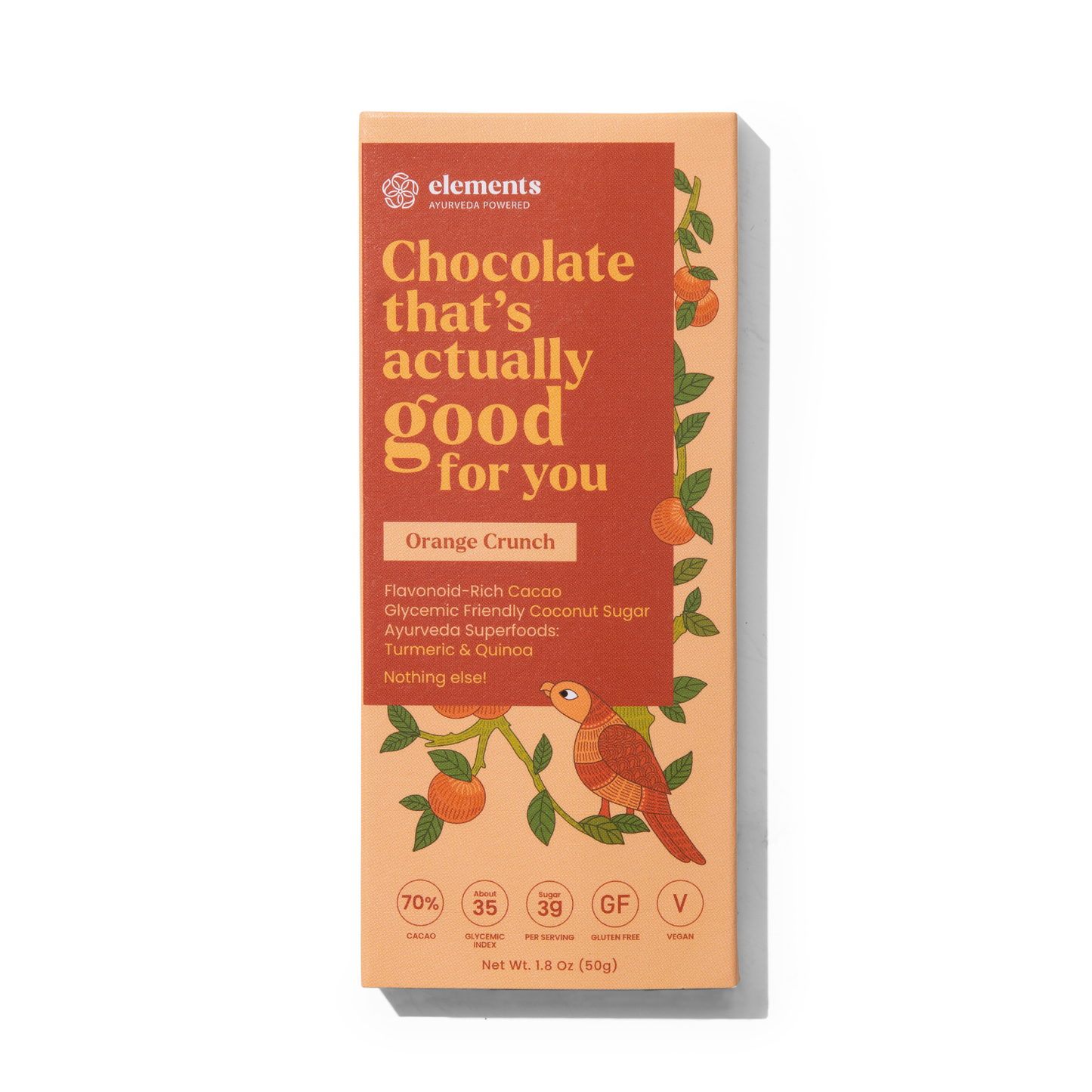 Orange Quinoa Dark Chocolate – Organic, Low Sugar, Crunchy Delight