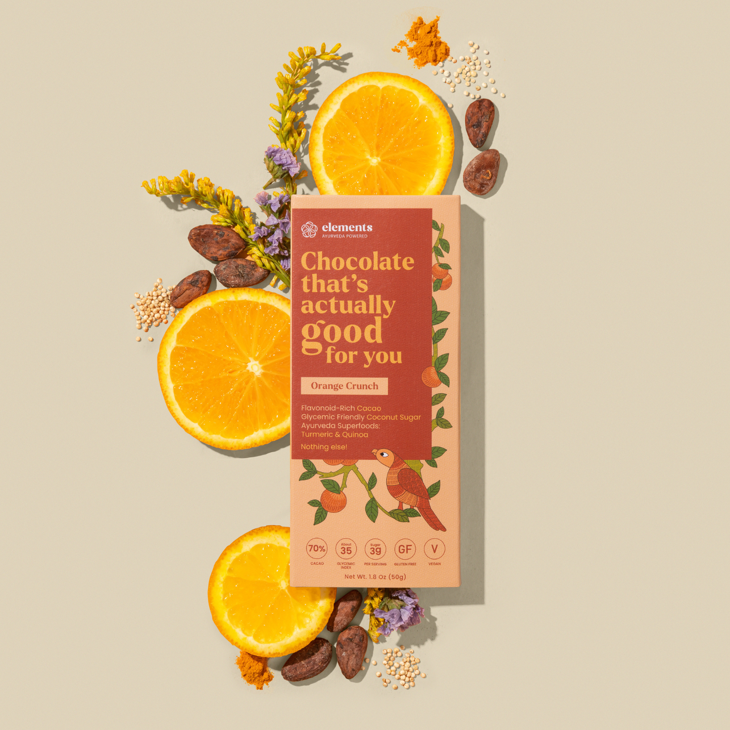 Orange Quinoa Dark Chocolate – Organic, Low Sugar, Crunchy Delight