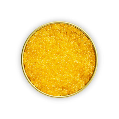 Russian Pike Roe w/ golden pearls, clean briny flavor, and crisp texture