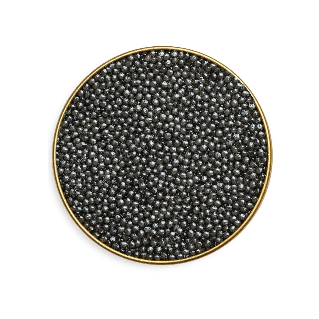 Royal Sevruga Caviar with small pearls, bold briny flavor, and umami notes