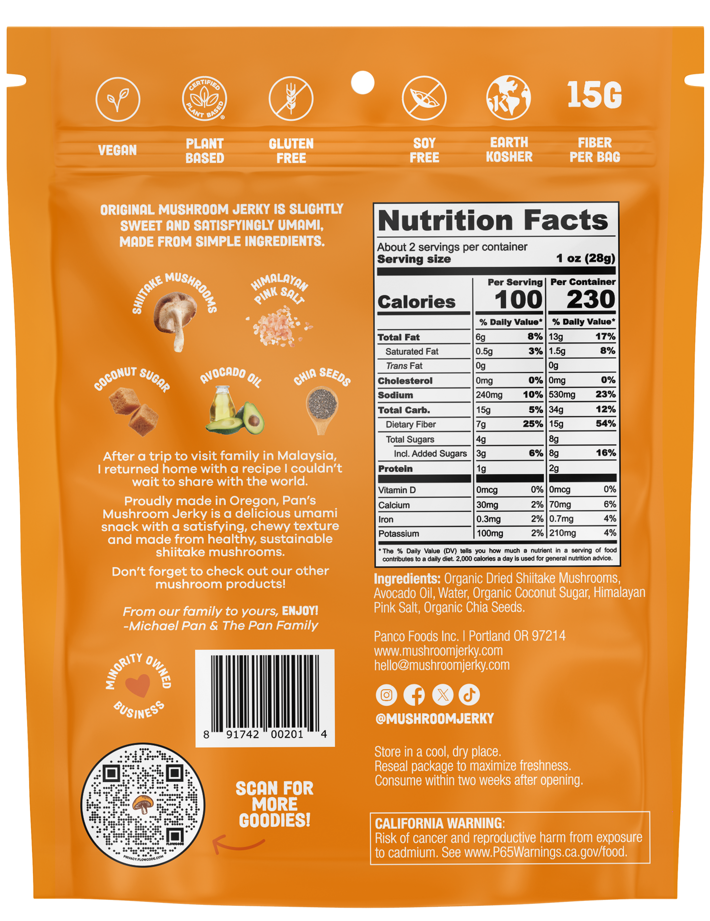 Pan’s Mushroom Jerky – Plant-Based, Gluten-Free & Preservative-Free