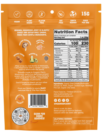 Pan’s Mushroom Jerky – Plant-Based, Gluten-Free & Preservative-Free