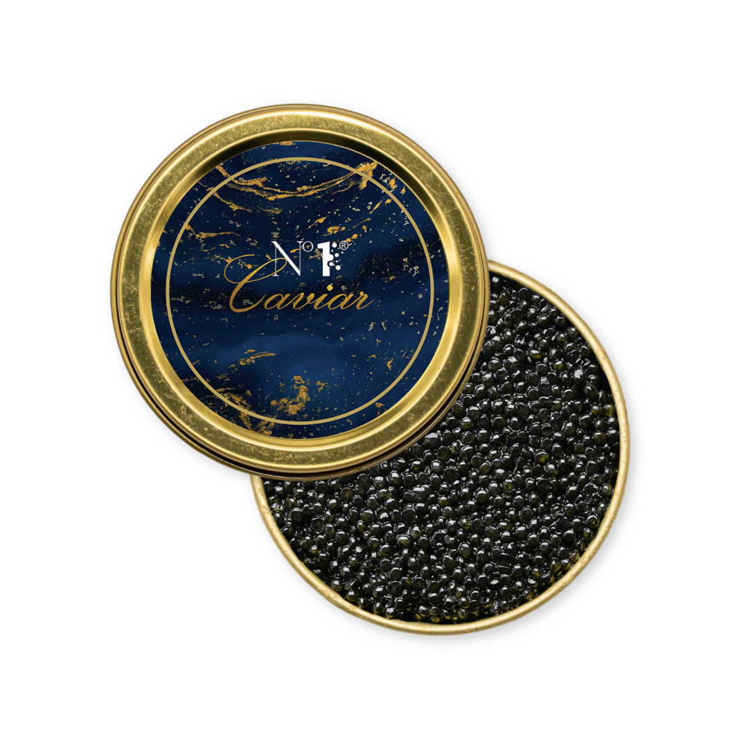 Siberian Sturgeon Caviar with small black pearls, buttery taste, nutty finish