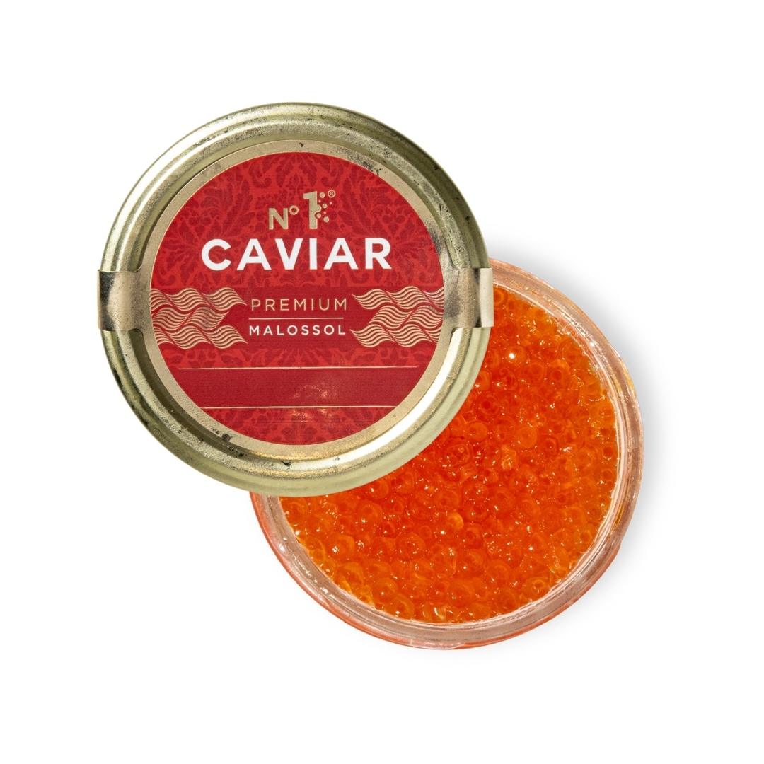 Russian Salmon Roe (Chum) with large orange pearls and rich briny flavor