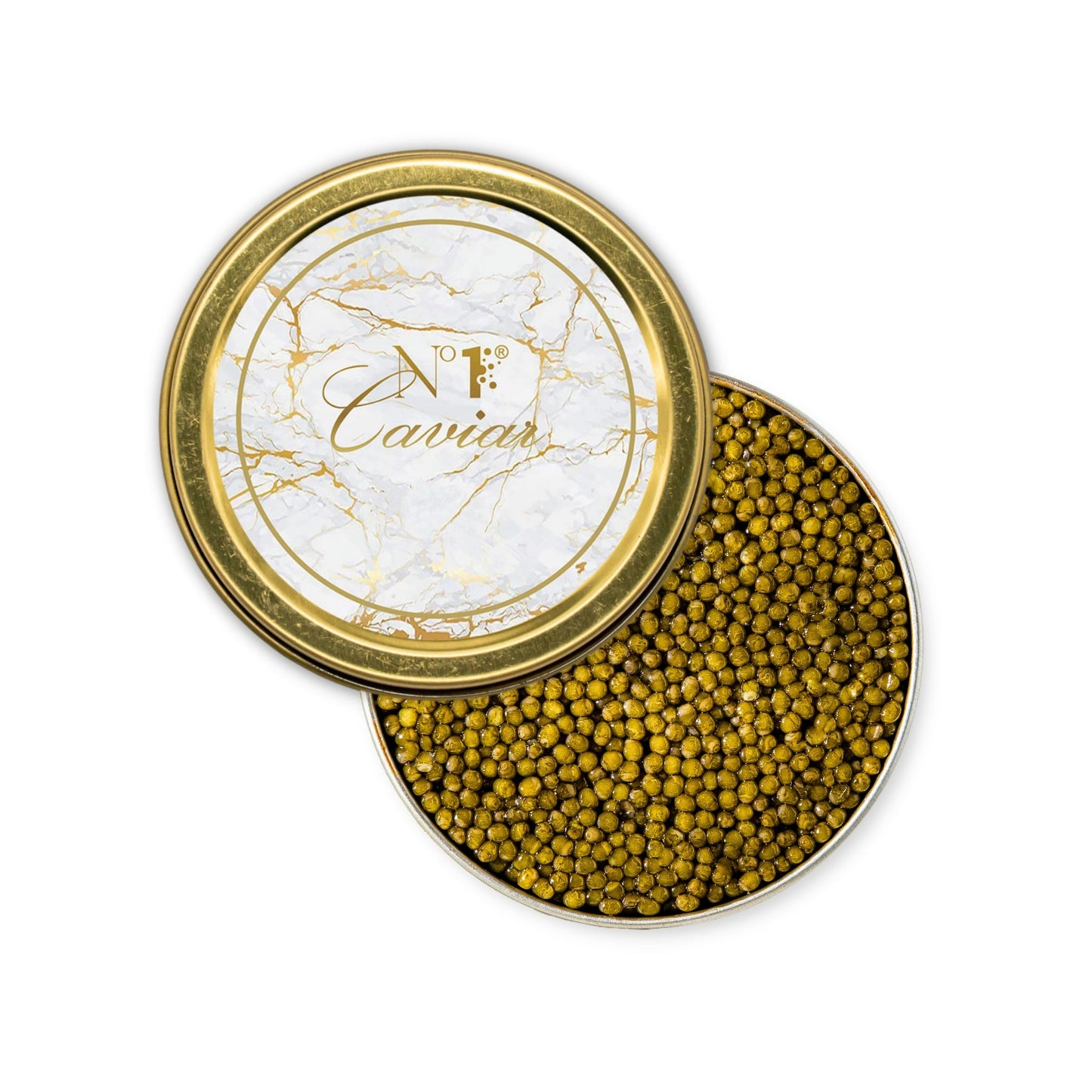 Russian Gold Osetra Caviar w/ golden pearls, creamy buttery taste, luxurious