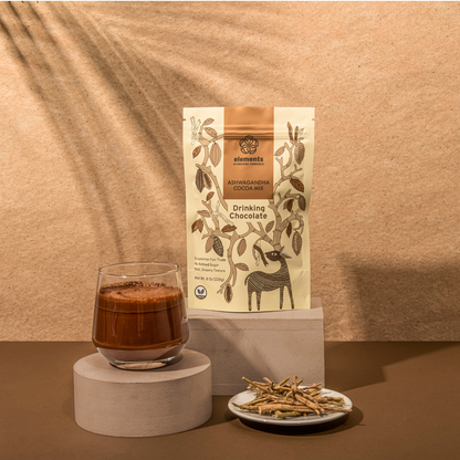 Ashwagandha Drinking Hot Chocolate with raw cacao, vegan, stress-relief blend