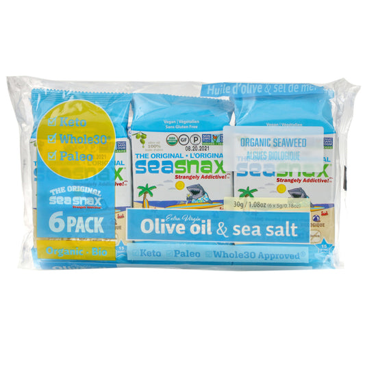SeaSnax Organic Roasted Seaweed Snack - 12 Packs