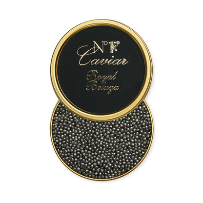Russian Royal Beluga Caviar w/ large, creamy pearls and rich nutty flavor