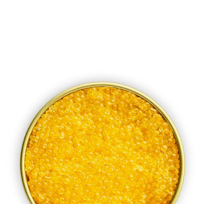 Russian Pike Roe w/ golden pearls, clean briny flavor, and crisp texture