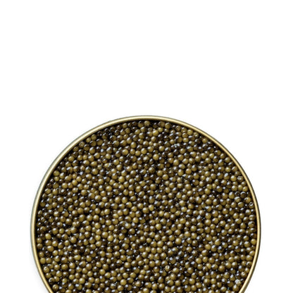 Russian Osetra Classic Caviar with firm, dark pearls and balanced fruity flavor