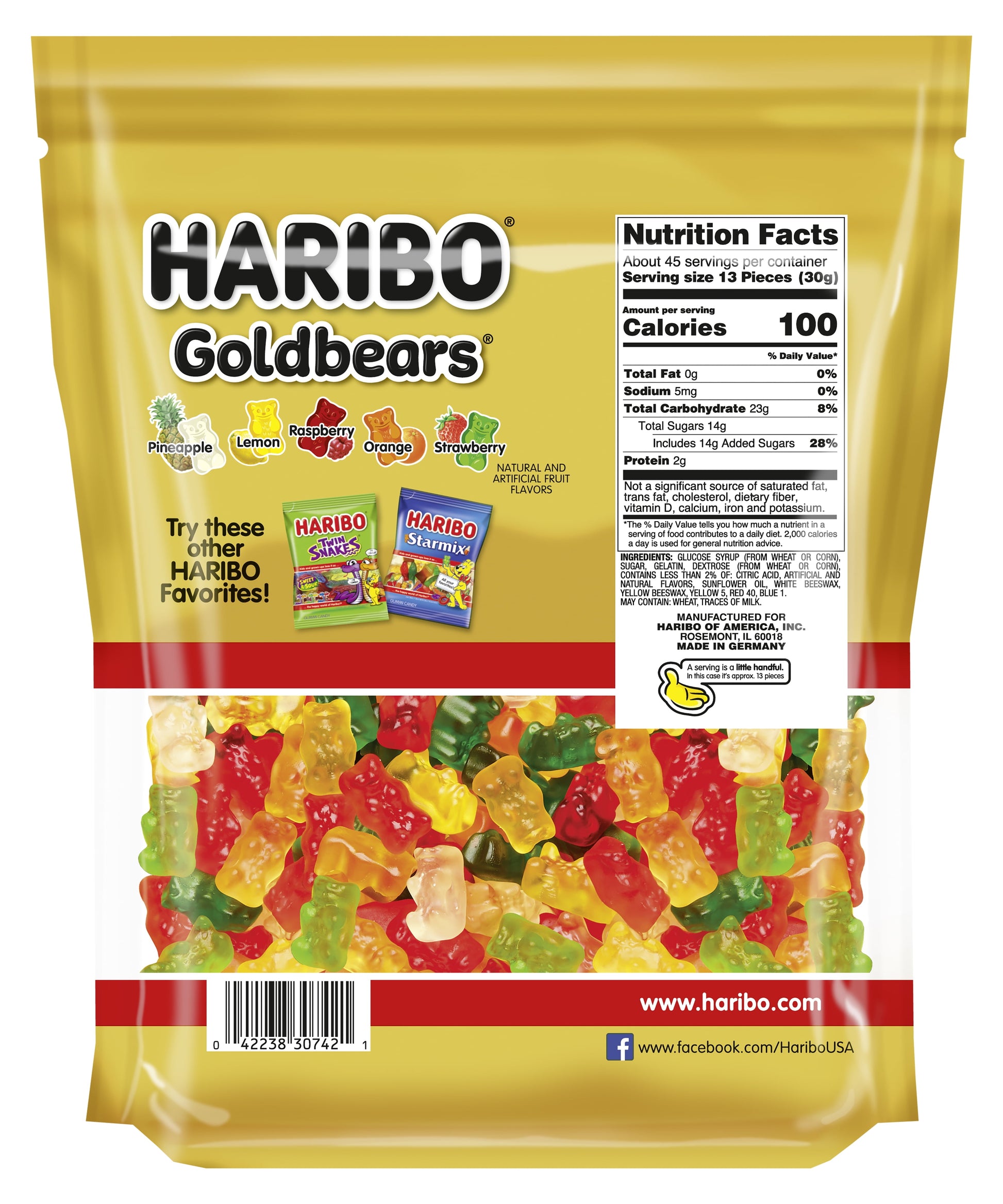 Goldbears Gummies Original Assorted Fruit Flavor Gummy Candy, 3Lb, Party Size Bag