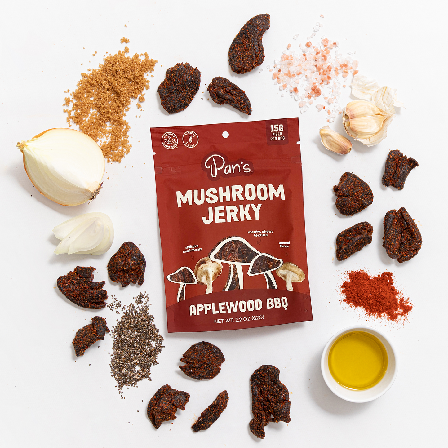 Vegan Applewood BBQ Shiitake Mushroom Jerky – Gluten-Free Snack