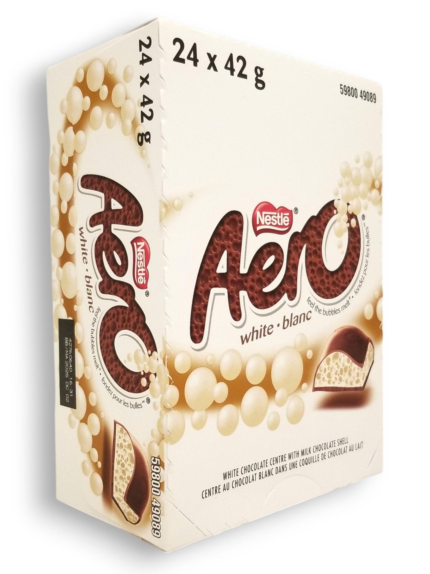 Nestle AERO White Chocolate Bars 24-Pack Box (42g) – Canadian, Australian Mix
